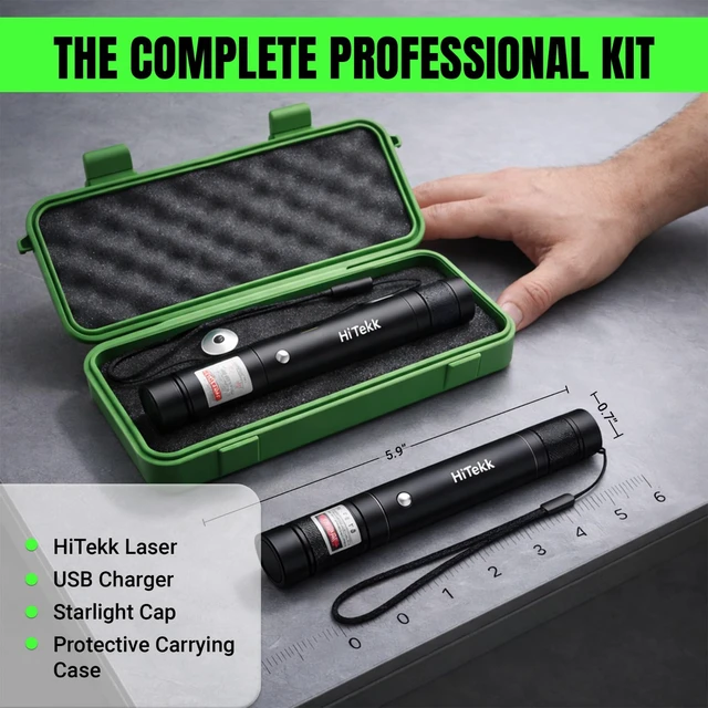 Alt view image 3 of 7 - High Power Green Laser Pointer | Tactical Long Range Green Laser Pointer | Single Press On/Off Tactical Lazer Pointer | Rechargeable Lazer Pointer and Carrying Case (X1)