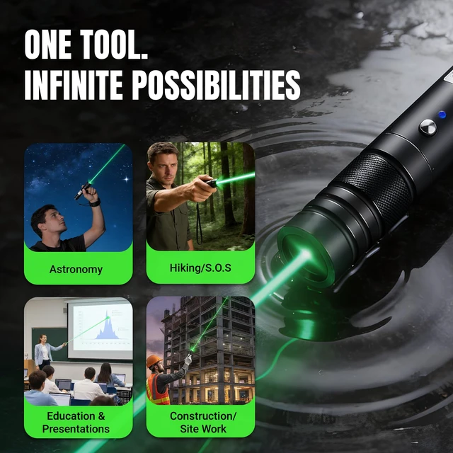 Alt view image 5 of 7 - High Power Green Laser Pointer | Tactical Long Range Green Laser Pointer | Single Press On/Off Tactical Lazer Pointer | Rechargeable Lazer Pointer and Carrying Case (X1)