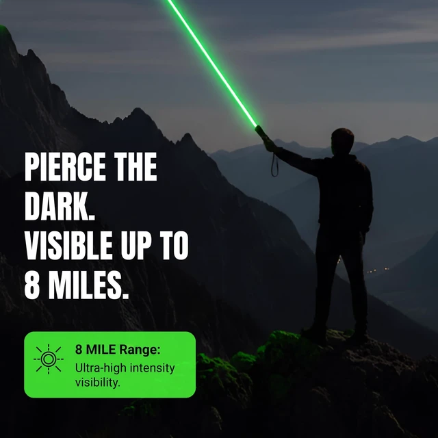 Alt view image 6 of 7 - High Power Green Laser Pointer | Tactical Long Range Green Laser Pointer | Single Press On/Off Tactical Lazer Pointer | Rechargeable Lazer Pointer and Carrying Case (X1)