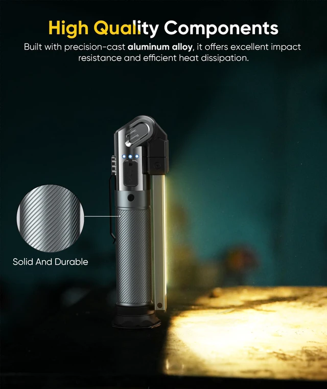 Alt view image 4 of 6 - Magnetic Work Light, 1200LM Rechargeable Work Light with Hook, 3 Mode & Hands-Free Mechanic Light, Magnetic Flashlight for Car Repairing/Emergency/Outdoor Work