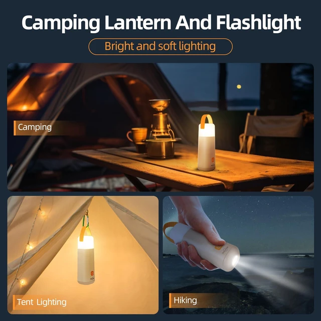 Alt view image 2 of 7 - LED Camping Lantern with 4 Modes, Up to 350 Hours, 1 Pack, Yellow | Rechargeable Camping Light and Flashlight Lantern with Red Light, Water Resistant Portable Tent Light for Outdoor Hiking