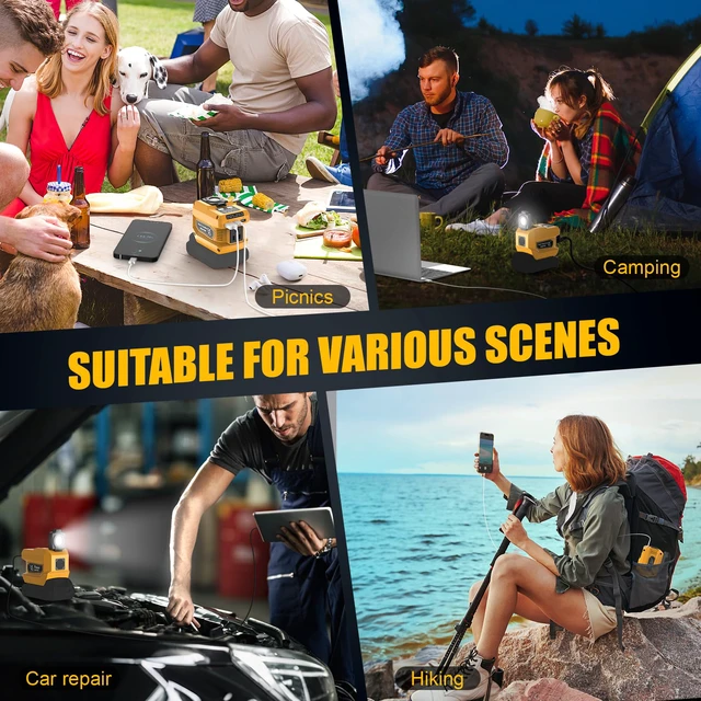 Alt view image 7 of 7 - 220W Portable Power Inverter Compatible with Dewalt 20V Battery | DC 20V to AC 110V Battery Inverter, 400LM LED Light, 1 AC Outlet, 2 USB & 1 TypeC Fast Charging (Battery Not Included)