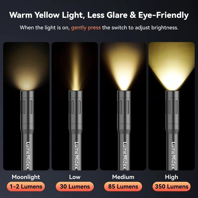 Alt view image 2 of 7 - Pen Light Pocket EDC Flashlight USB-C Rechargeable Portable Handheld Penlights IP67 Waterproof Durable Flash Lights for Home Office Outdoor Night Walking Checking Inspection Emergencies