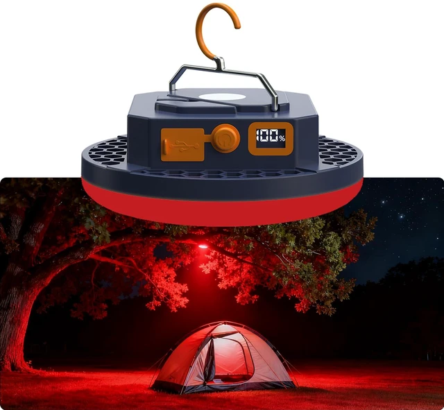 Main image of Rechargeable 3000LM Red Light Camping Light Tent Camping Lantern Fishing Lantern