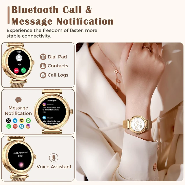 Alt view image 2 of 7 - Smart Watch for Women, HD AMOLED Display 1.19" Fitness Tracker Bluetooth | Make Answer Call Watches, 110 Sports Modes, Heart Rate, Sleep Monitor, SpO2, Smartwatch IP68 Waterproof, for Android iOS