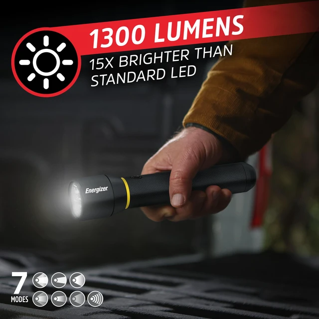 Alt view image 2 of 7 - LED Flashlight Vision PRO, Ultra Bright 1000+ Lumens, IPX4 Water Resistant, Aircraft-Grade Aluminum LED Light, Rugged Metal Flash Light for Outdoors, Emergency Power Outage, Black
