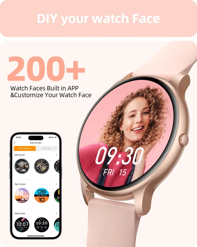 Alt view image 6 of 7 - Smart Watch for Women(Answer/Make Calls), Fitness Tracker Watch | IP68 Waterproof, 100+ Sports Modes, Heart Rate/Sleep/SpO2/Steps Monitor, Round HD Smartwatch for Android & iPhone, Rose Gold