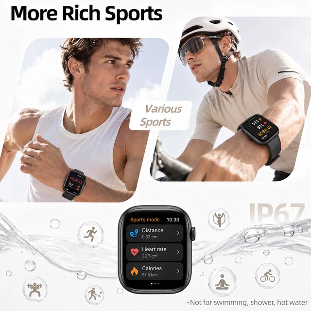 Alt view image 6 of 7 - Smart Watch for Women Men, Bluetooth Answer/Make Call, 1.83" HD Touchscreen | IP67 Waterproof Fitness Tracker, Heart Rate/Sleep Monitor, DIY Dial, Multi-Sport Modes Pedometer, Smartwatch