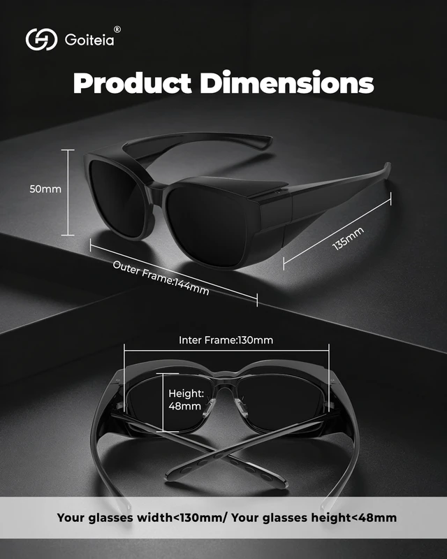 Alt view image 7 of 7 - Cataract Sunglasses, Light Sensitivity, CAT4 Dark Fit Over Glasses | Super Dark Large Wide Wrap Around Sunglasses For Post Laser Eye Surgery,Polarized UV400 Protection,Made Eyes Not Feel Sore