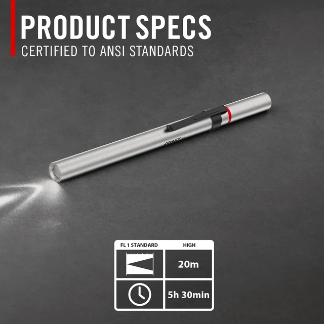 Alt view image 3 of 7 - ® A9R 54 Lumen Rechargeable Inspection Beam LED Penlight with Flex Charge and Charging Cap, Silver