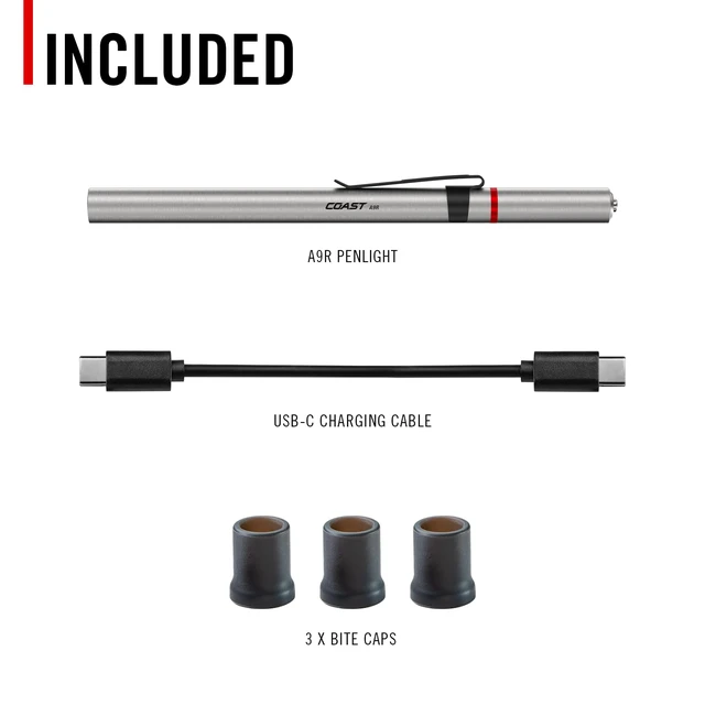 Alt view image 6 of 7 - ® A9R 54 Lumen Rechargeable Inspection Beam LED Penlight with Flex Charge and Charging Cap, Silver