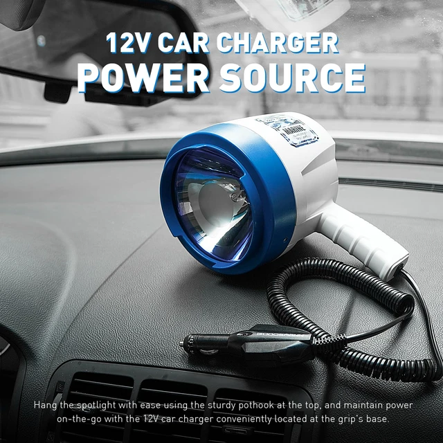 Alt view image 4 of 7 - Spotlight Outdoor Handheld 12v Spot Light 1200 Lumen spotlights with Cigarette Lighter for Boat Marine Glare-Free Bright Plug in Spotlight for Car Corded Floodlight