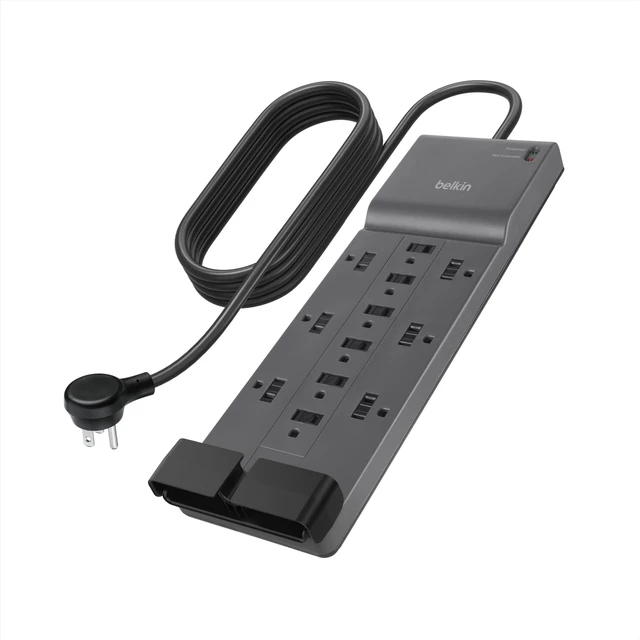 Main image of 12-Outlet Surge Protector Power Strip w/ 12 AC Outlets & 8ft Flat Plug, UL-Listed Heavy-Duty Extension Cord for Home, Office, Travel, Computer, Laptop, Charger - 3,780 Joules of Protection