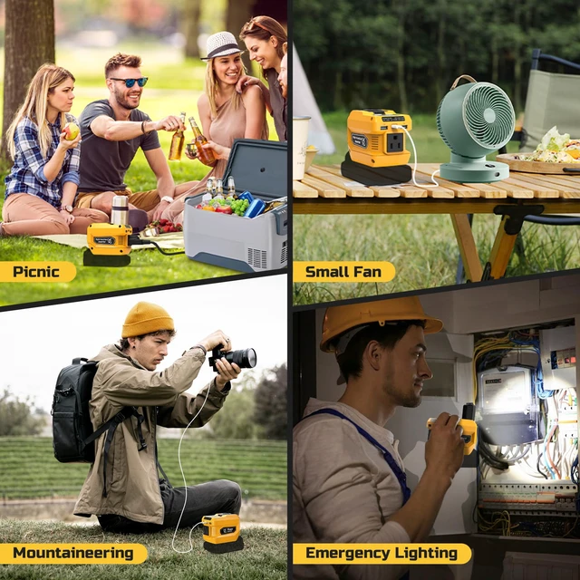 Alt view image 7 of 7 - 220W Power Inverter Compatible with Dewalt 20V Battery | DC 20V to AC 110V-120V Portable Power Generator, Inverter with 2 USB Ports &1 Type-C &1 AC Outlet, 400 Lumen LED Light