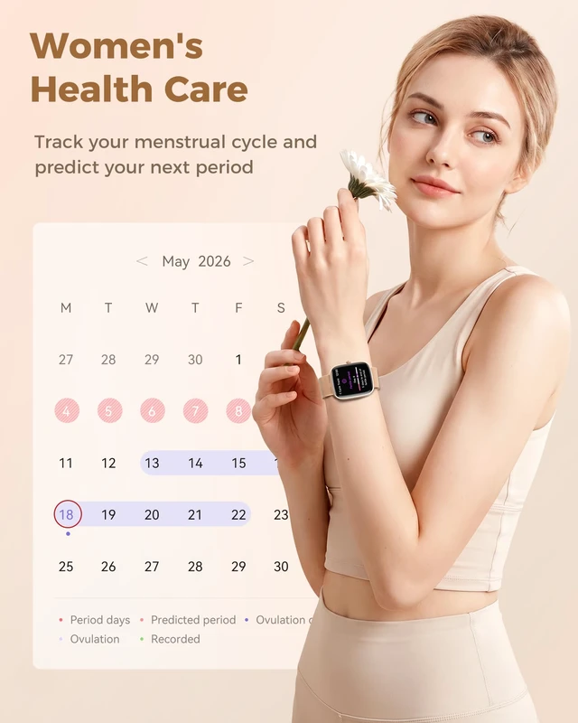 Alt view image 6 of 7 - Smart Watches for Women Android/iPhone, Fitness Trackers with Answer/Call | Sleep Tracker/Step Counter/Heart Rate/SpO2 Monitor, Health Watch for 100+ Sports Modes, IP68 Waterproof, 2 Changeable Bands