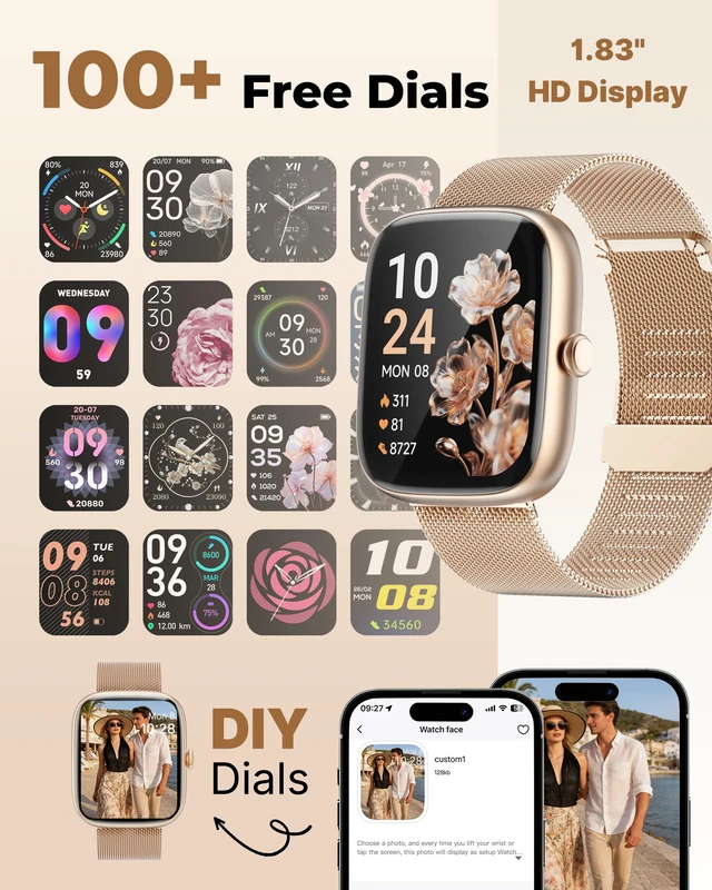 Alt view image 7 of 7 - Smart Watches for Women Android/iPhone, Fitness Trackers with Answer/Call | Sleep Tracker/Step Counter/Heart Rate/SpO2 Monitor, Health Watch for 100+ Sports Modes, IP68 Waterproof, 2 Changeable Bands
