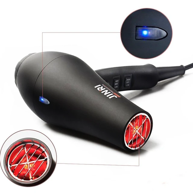 Alt view image 2 of 7 - Ionic Hair Dryer with Diffuser & Comb and Concentrator, Lightweight Quiet Infrared Blow Dryer, Powerful 1875 Watt Motor for Smooth and Fast Drying Hair, Black