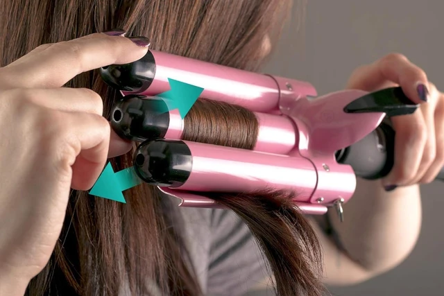 Alt view image 5 of 6 - Three Barrel Curling Iron Wand, 1 Inch Ceramic Tourmaline Hair Waver | LCD Temperature Display, 1-Inch Triple Barrels, Dual Voltage Crimping Hair Styling Curler, Travel Ready (Pink/Black)
