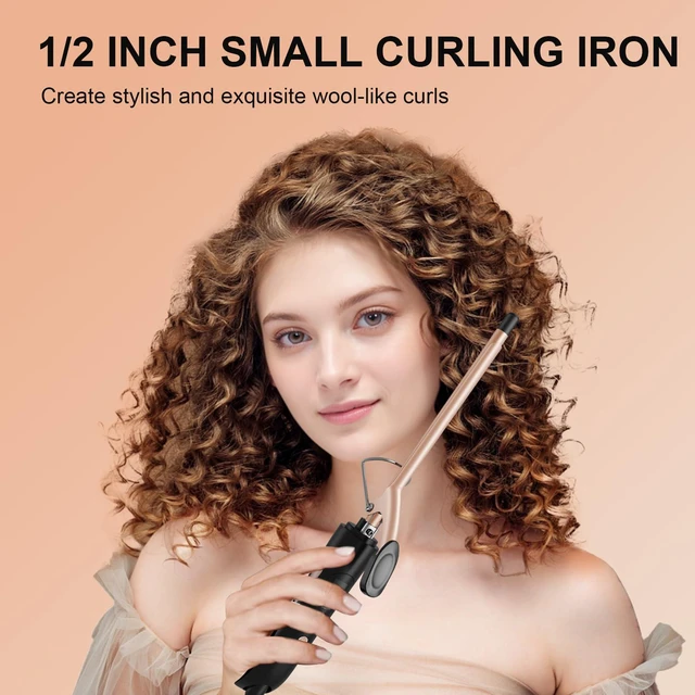 Alt view image 2 of 7 - 1/2 Inch Curling Iron for Short Hair, Half Inch Skinny Curling Wand for Pixie Cuts & Bangs, Ceramic Thin Hair Curler with Small Barrel for Tight Ringlets, Travel Dual Voltage (360°F-480°F)