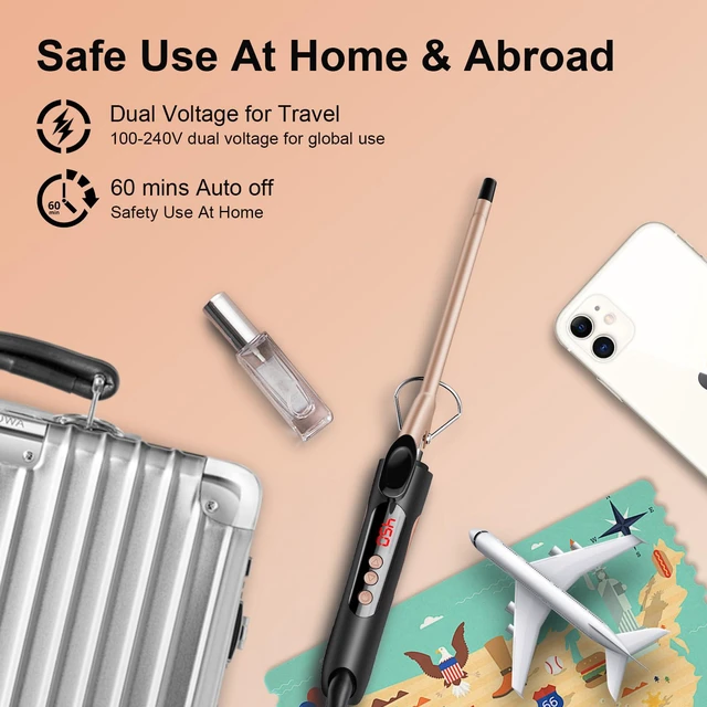 Alt view image 7 of 7 - 1/2 Inch Curling Iron for Short Hair, Half Inch Skinny Curling Wand for Pixie Cuts & Bangs, Ceramic Thin Hair Curler with Small Barrel for Tight Ringlets, Travel Dual Voltage (360°F-480°F)