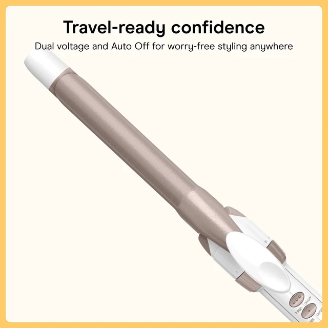 Alt view image 6 of 7 - Curling Iron, Double Ceramic, 3/4-in. Width, White/Rose Gold | Hair curler for soft spirals and tight curls, includes 30 heat settings, dual voltage, built-in heat protection, and auto-off