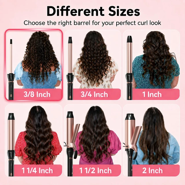 Alt view image 5 of 7 - 3/8 Inch Curling Iron Wand, Small Ceramic Curler Barrel Tiny Black | Clamp-free design, Creates Natural Curls without Creases, Temperature 360-420, Dual Voltage 100240V Design, 30s Heating