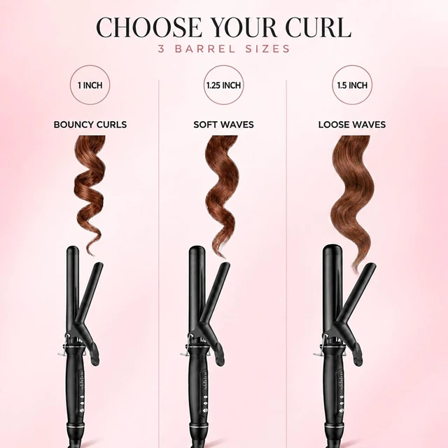 Alt view image 4 of 7 - 1.25 Inch Curling Iron, Extra Long Barrel 1 1/4 Inch Tourmaline Ceramic Curling Wand with Clamp for Long/Medium Hair, Dual Voltage Travel Hair Curler up to 450°F - Black