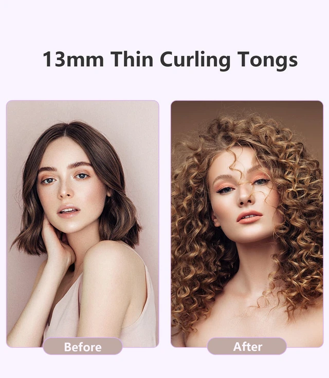 Alt view image 2 of 6 - 1/2 Inch Small Curling Iron Wand for Short & Long Hair, Half Inch Curling Wand Ceramic Small Barrel Curling Iron Tiny Curling Wand with Adjustable Temperature, Include Heat Resistant Glove