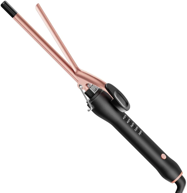 Main image of 3/8 Inch Small Barrel Curling Iron for Short & Long Hair, Dual Voltage | Extra Long Skinny Ceramic Barrel Hair Curler for Tight Curls, 5 Temps, Glove Included