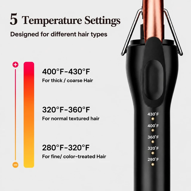 Alt view image 7 of 7 - 3/8 Inch Small Barrel Curling Iron for Short & Long Hair, Dual Voltage | Extra Long Skinny Ceramic Barrel Hair Curler for Tight Curls, 5 Temps, Glove Included
