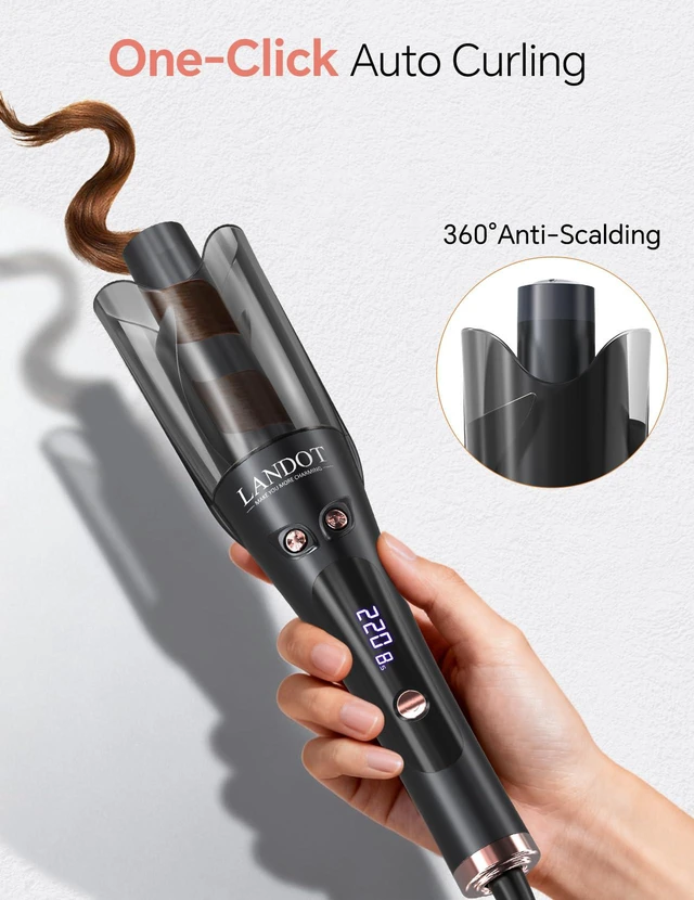 Alt view image 3 of 6 - Automatic Rotating Curling Iron 1 Inch, Auto Hair Curler for Women | One-Button Auto Curl, 2-Way Anti-Tangle & Anti-Scald, 30s Fast Heat, Negative Ion Ceramic, Dual Voltage, 60-Min Auto Shut-Off