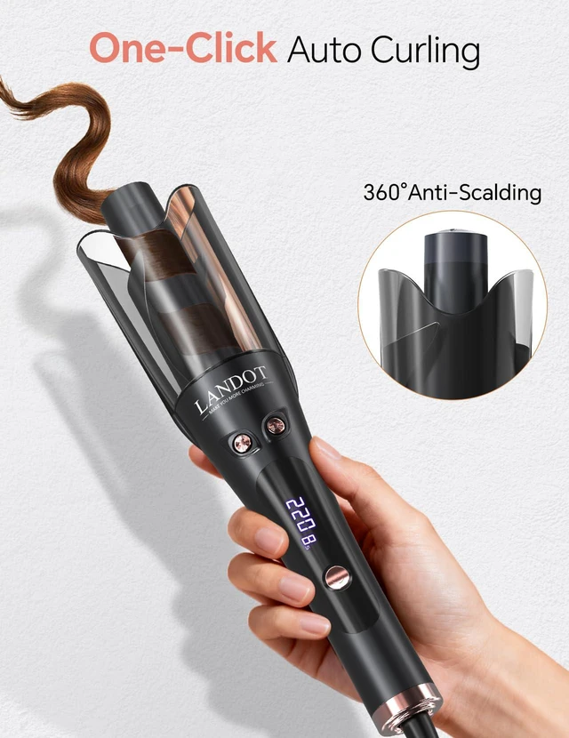 Alt view image 6 of 6 - Automatic Rotating Curling Iron 1 Inch, Auto Hair Curler for Women | One-Button Auto Curl, 2-Way Anti-Tangle & Anti-Scald, 30s Fast Heat, Negative Ion Ceramic, Dual Voltage, 60-Min Auto Shut-Off
