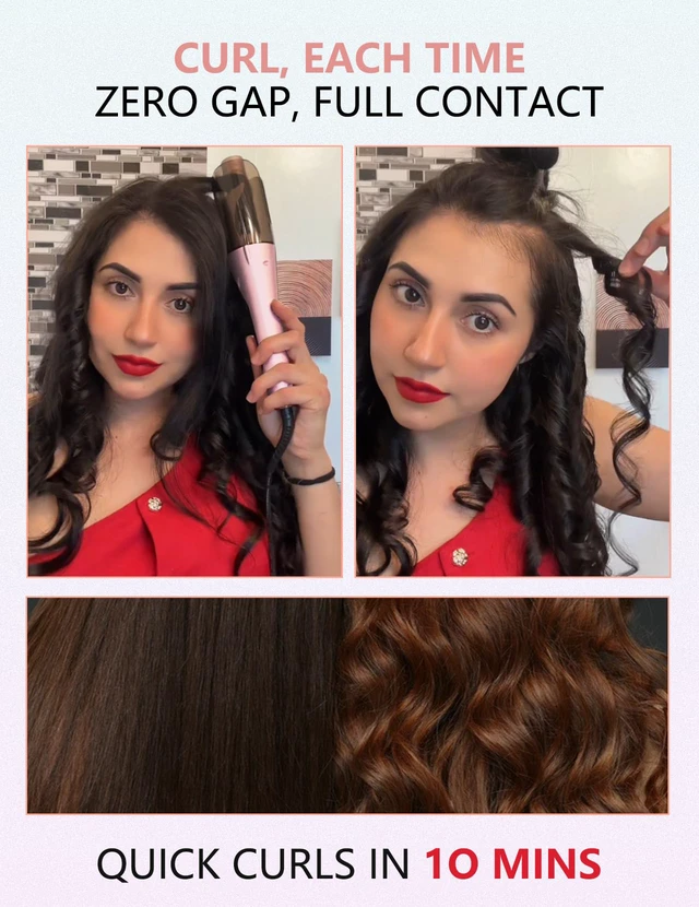 Alt view image 3 of 7 - Automatic Rotating Curling Iron 1 Inch, Dual Voltage Hair Curler | One-Button Auto Curl, Anti-Scald & Tangle-Free, Negative Ion Ceramic, 8 Heat Settings, 60-Min Auto Shut-Off, for Travel