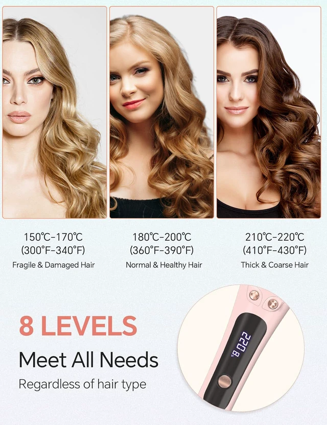 Alt view image 2 of 7 - Automatic Rotating Curling Iron 1 Inch, Dual Voltage Hair Curler | One-Button Auto Curl, Anti-Scald & Tangle-Free, Negative Ion Ceramic, 8 Heat Settings, 60-Min Auto Shut-Off, for Travel