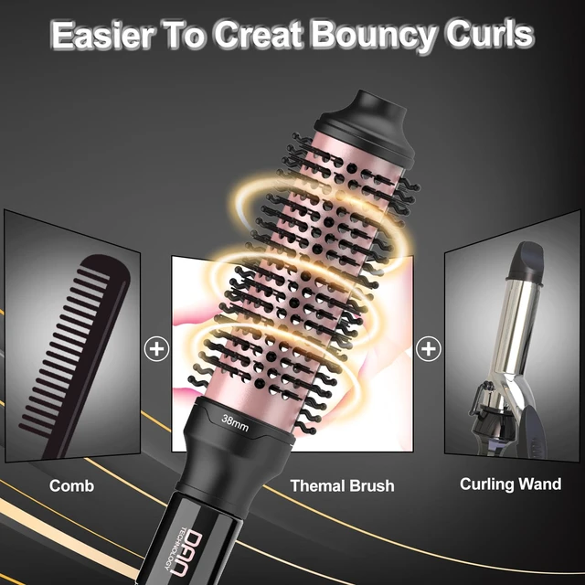 Alt view image 3 of 6 - Brush,Heated Round brush, 1.5 Inch Ceramic Curling Brush | Dual PTC Technology *Dual Voltage *30sec Fast heating *360 Swivel Cord *High and low switch *Comb and Curling Iron Combined