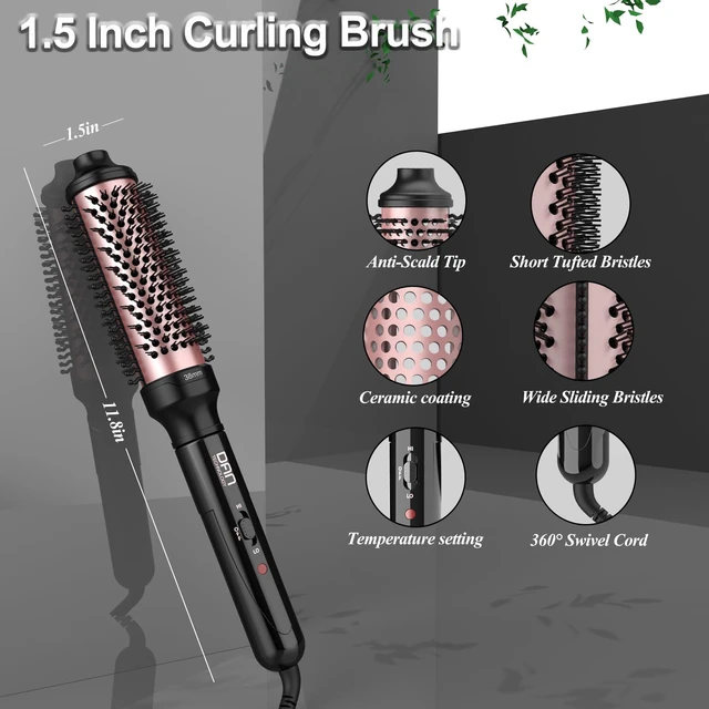 Alt view image 4 of 6 - Brush,Heated Round brush, 1.5 Inch Ceramic Curling Brush | Dual PTC Technology *Dual Voltage *30sec Fast heating *360 Swivel Cord *High and low switch *Comb and Curling Iron Combined