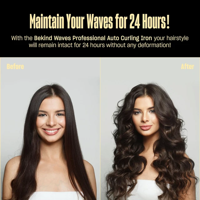 Alt view image 4 of 7 - Automatic Rotating Curling Iron by BeKind Waves, 1 Inch Rotating Wand for Beach Waves, Tourmaline Ceramic, Fast Heat-up, Multiple Temps, Long-Lasting Curls, Dual Voltage (Black)