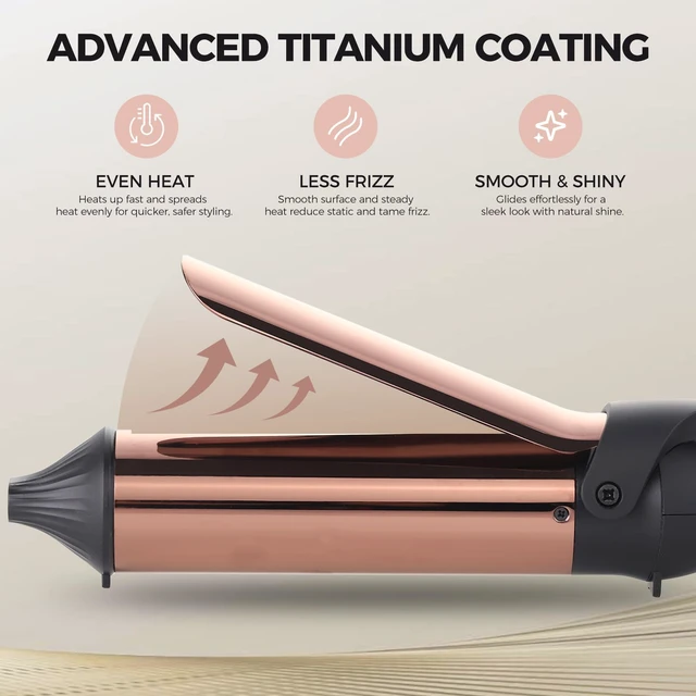 Alt view image 3 of 7 - 1.5 Inch Titanium Curling Iron, Hair Curler for Long-Lasting Curls | 5 Temperature Settings, Dual Voltage 110-240V, Fast Heating, Smooth Styling, For All Hair Types