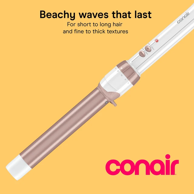 Alt view image 2 of 7 - Curling Iron, Double-Ceramic, Clamp-Free, 1", White/Rose Gold | Hair curler curling wand with instant heat-up and 30 heat settings to 400°F to create crease-free waves on short to long hair