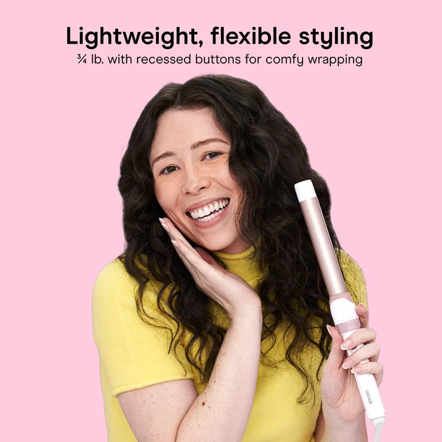 Alt view image 5 of 7 - Curling Iron, Double-Ceramic, Clamp-Free, 1", White/Rose Gold | Hair curler curling wand with instant heat-up and 30 heat settings to 400°F to create crease-free waves on short to long hair