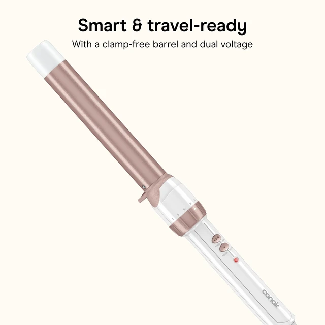 Alt view image 6 of 7 - Curling Iron, Double-Ceramic, Clamp-Free, 1", White/Rose Gold | Hair curler curling wand with instant heat-up and 30 heat settings to 400°F to create crease-free waves on short to long hair