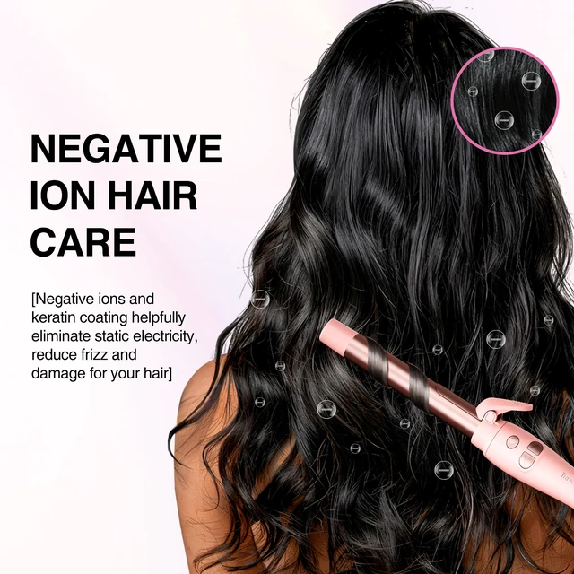 Alt view image 5 of 7 - Extra-Long Barrel Rotating Curling Iron with Short Clamp, Automatic Curling Iron 1 Inch Creates Loose Curls for Medium and Long Hair, High Heat 410°F, Instant Heat up, Double Ceramic, Dual Voltage