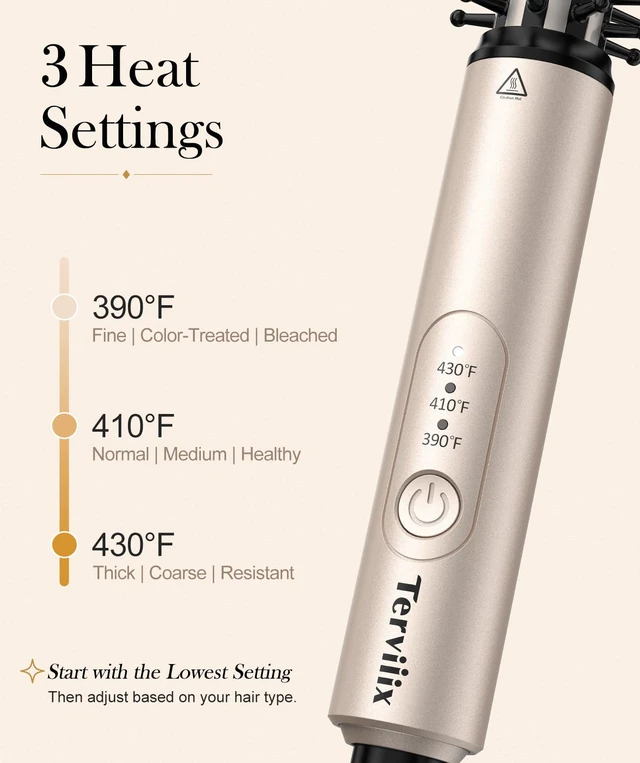 Alt view image 4 of 7 - Thermal Brush for Short Hair, 3/4 Inch Ceramic Curling Brush | 30s Heat-Up Ceramic Tourmaline Brush, 3 LED Settings 390-430°F, Dual Voltage 120-240V, Cool Tip for Bobs, Pixies and Bangs