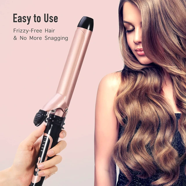 Alt view image 5 of 7 - 1.25 Inch Long Barrel Curling Iron for Medium to Long Hair | 1 1/4 inch Curling iron up to 450F, Worldwide Dual Voltage Curler for Traveling, Waving Style Tool