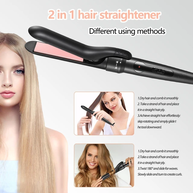 Alt view image 2 of 7 - 4 in 1 Curling Iron with Interchangeable Ceramic Barrels (0.35"-1.25"), Curling Wand Set with Flat Iron Hair Straightener, Dual Voltage Hair Curler, 2 Temps Fast Heat Hair Waver Curler