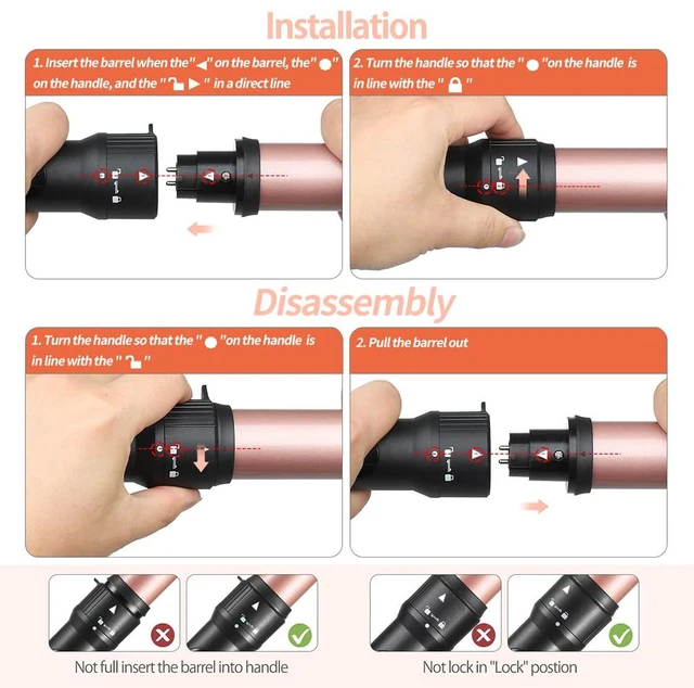 Alt view image 5 of 7 - 4 in 1 Curling Iron with Interchangeable Ceramic Barrels (0.35"-1.25"), Curling Wand Set with Flat Iron Hair Straightener, Dual Voltage Hair Curler, 2 Temps Fast Heat Hair Waver Curler