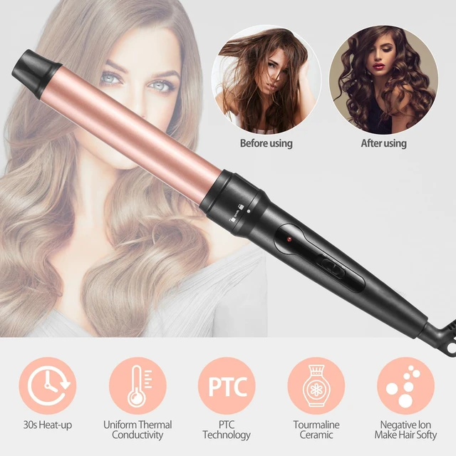 Alt view image 6 of 7 - 4 in 1 Curling Iron with Interchangeable Ceramic Barrels (0.35"-1.25"), Curling Wand Set with Flat Iron Hair Straightener, Dual Voltage Hair Curler, 2 Temps Fast Heat Hair Waver Curler