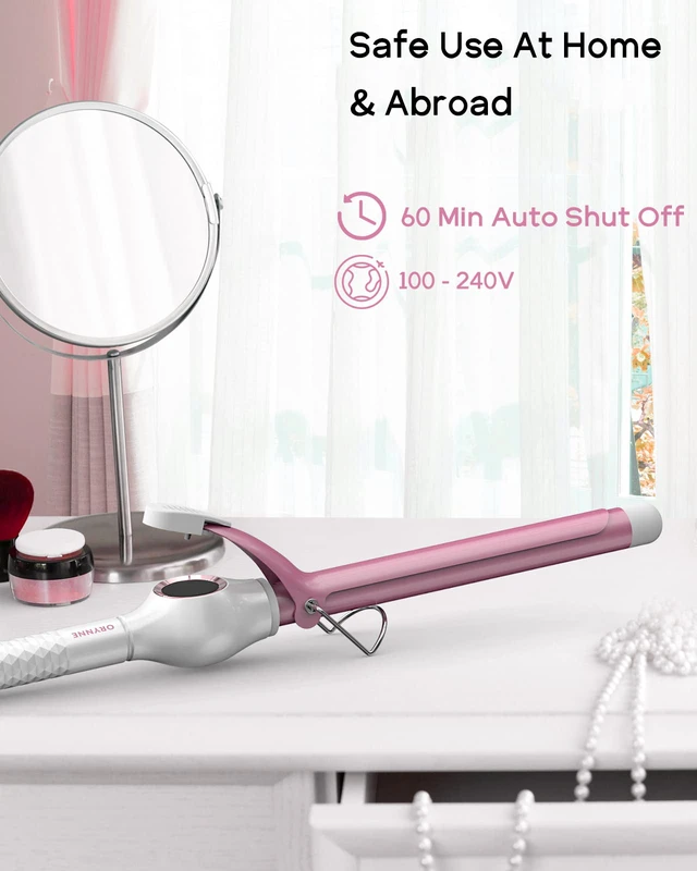 Alt view image 6 of 7 - Ceramic Curling Iron, 3/4 Inch Barrel, Digital Temp Control, Fast Heat Up, 7 Adjustable Temperatures, 60 Min Auto Shut Off