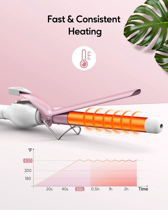 Alt view image 7 of 7 - Ceramic Curling Iron, 3/4 Inch Barrel, Digital Temp Control, Fast Heat Up, 7 Adjustable Temperatures, 60 Min Auto Shut Off