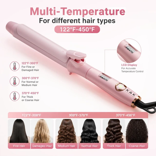 Alt view image 2 of 7 - 1.25 Inch Curling Iron with Clip, Ceramic Hair Curler, Dual Voltage | 1 1/4 inch ceramic tourmaline barrel with a clamp creates loose, bouncy waves and lasting volume
